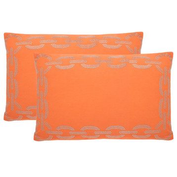 Safavieh Sibine Pillow, Set of 2, Orange, 12"x20"