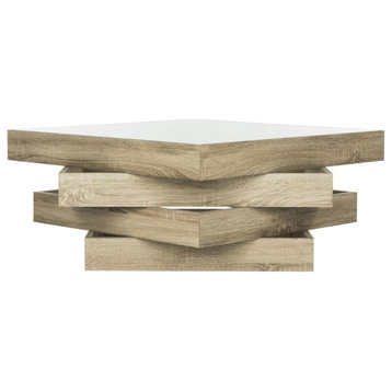 Anwen Mid Century Geometric Wood Coffee Table
