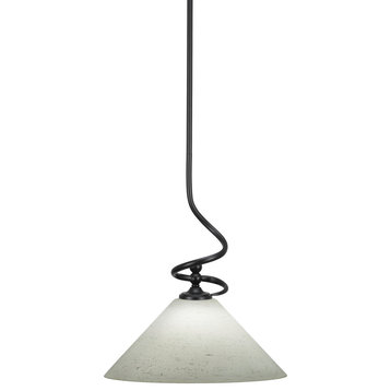 Capri 1-Light Mini Pendant with Hang Straight Swivel, Matte Black/White Muslin