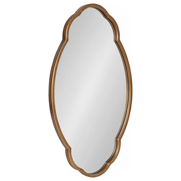 Magritte Scalloped Oval Wall Mirror, Gold 18x30