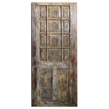Vintage Barn Door, Washed Gray Distressed Reclaimed Wood, Bedroom Doors 81x37