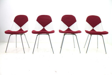 Set of Four Eames Wire Chairs, Bikini Chairs, Herman Miller, 1960s