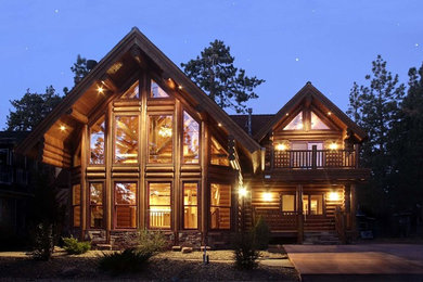 Inspiration for a mid-sized rustic two-story wood exterior home remodel in Los Angeles