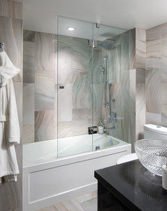 Tub and Shower  Curtain  or Sliding glass  door  