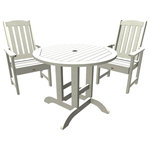 Highwood USA - Lehigh 3-Piece Round Dining Set, White - 100% Made in the USA - backed by US warranty and support