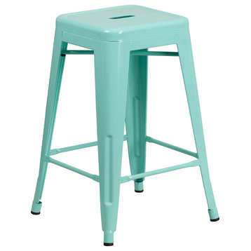 24'' High Backless Mint Green Indoor-Outdoor Counter H Stool