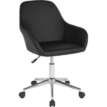 Flash Furniture Cortana Mid-Back Chair, Black Leather - DS-8012LB-BLK-GG