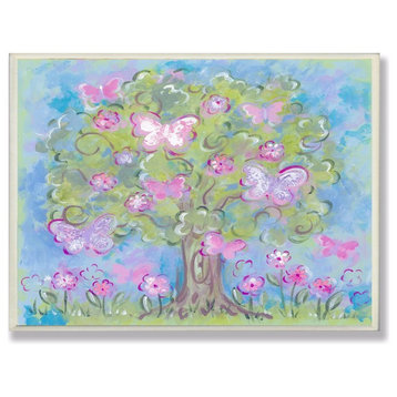 Stupell Industries Pastel Butterfly Tree, 13 x 19