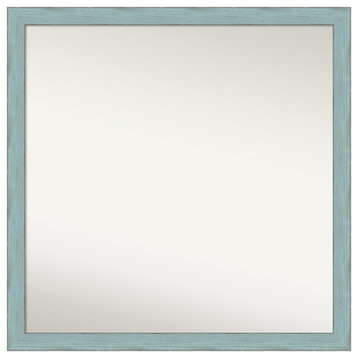 Sky Blue Rustic Non-Beveled Wood Wall Mirror 28.25x28.25 in.