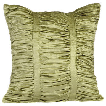 Textured Pintucks 16"x16" Velvet Sage Green Pillows Cover, Sage Green Beauty