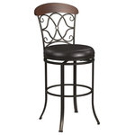 Hillsdale Furniture - Hillsdale Dundee Commercial Grade Metal Bar Height Swivel Stool - How do you take your coffee? A better question—where do you take your coffee? Have your morning cup of ambition or after dinner espresso seated comfortably in this commercial-grade Steel Bar Height Stool. Upholstered with a lustrous brown faux leather seat atop dark coffee steel that starts at its feet and works its way up to the Victorian style back with a rich walnut wood top rail, this piece offers ultimate comfort while you cradle your favorite roast. Plus, this traditional bar stool is built perfectly for high traffic areas from home kitchens to bistros. Assembly required.