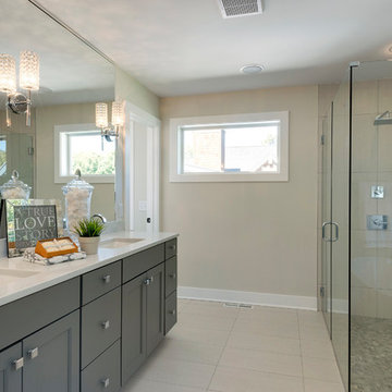 Full Mirror and Clear Glass Shower