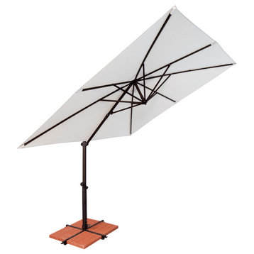 Skye 8.6' Square Umbrella With Cross Bar Stand, Blue Sky