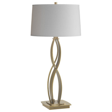 Almost Infinity Table Lamp, Modern Brass, Light Grey Shade