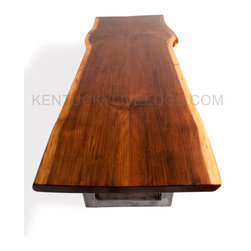 Live Edge Walnut Dining Table On Custom Steel Bases - Dining Tables