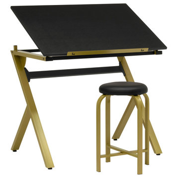 Stellar Drawing Table with 36" Wide Adjustable Top and Padded Stool