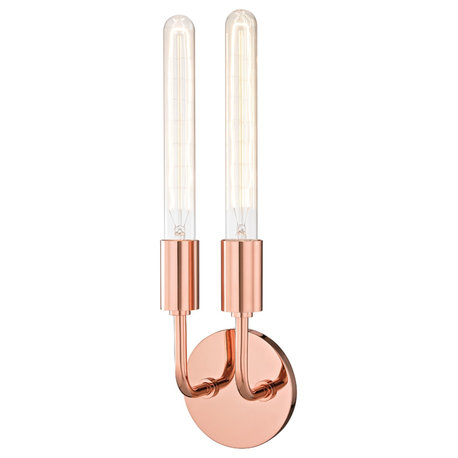 Ava 2-Light Wall Sconce, Polished Copper