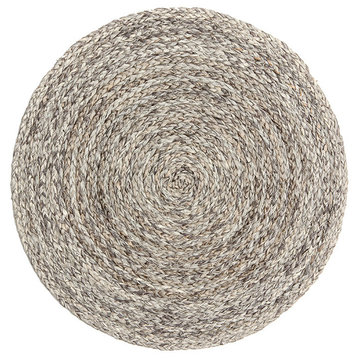 Zoey Raffia Placemats, Set of 4, Mixed Gray, Round
