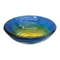 Yosemite Home Decor - Yosemite Home Decor CHLOE Fused Topmount Round Glass Basin, Retro Blues - Bathroom Sinks