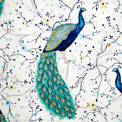 Peacock fabric flower garden - Fabric