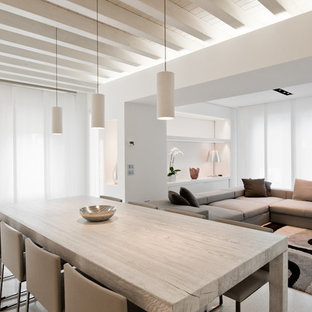 ヴェネツィアの広いコンテンポラリースタイルのLDKの画像 (白い壁、白い床)