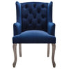 Modway Realm 20" French Vintage Velvet & Wood Dining Armchair in Navy