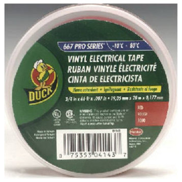 Duck 04143 Vinyl Electrical Tape, 3/4"x66', Red