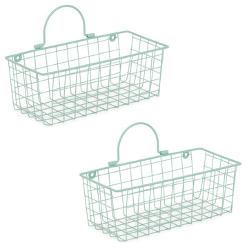 Small Aqua Wire Wall Basket (Set of 2)