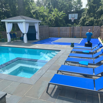 Pool, Basketball Court, and Retaining Wall in Silver Spring, MD