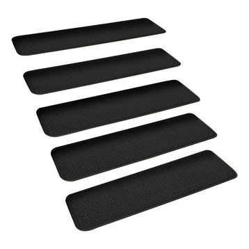 Set of 15 Skid-Resistant Carpet Stair Treads Black, 8"x30"