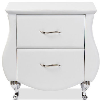 Erin Faux Leather Upholstered Nightstand, White