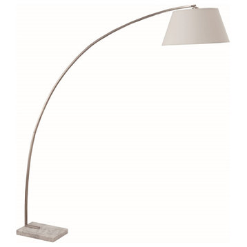Kendleton 80" Tall Matte Arching Metal Floor Lamp with Marble Base in Silver
