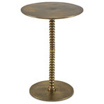 Currey & Company - Dasari Accent Table - The Dasari Accent Table has a hand-cast aluminum frame that is finished to resemble genuine brass. The rich tones of the understated brass accent table make it a complement to traditional or transitional interiors. The column connecting the mottled top and base is shaped like a baluster.
