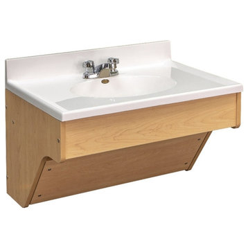 Tot Mate 31" Contemporary Composite Wood Single Wall Vanity in Maple