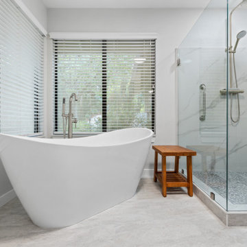 Master bathroom with a standalone tub