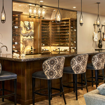 Backlit Onyx wine bar, chisseled edge bar top