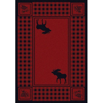 Moose Refuge Rug, Red, 8'x11', Rectangle