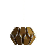 Ciara O'Neill - Frond Small Pendant Light, Gold - With its eclectic design, the gold-coloured Frond Small Pendant Light lends a contemporary edge to your space. It takes inspiration from the delicate structure of leaves, particularly those of the fern plant. The central v-shaped blades fan in and out twisting and bending each section to create a harmoniously interwoven box pleat pattern. Using bespoke components and artisan production techniques, this pendant light is skillfully handcrafted from fluted polypropylene. It is produced in Ciara O'Neill's East London studio. Please note the long lead time is due to the fact that this product is handcrafted and made to order. This allows us to ensure that you receive a high-quality, personalised product.