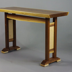 Walnut Live Edge Slab and Curly Maple Table/Desk - Furniture