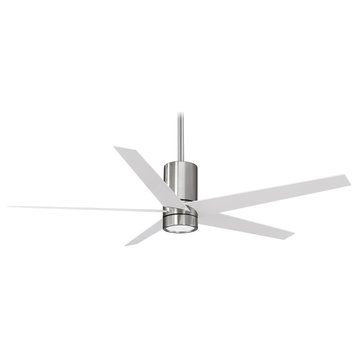 Minka Aire Symbio, LED 56" Ceiling Fan, Brushed Nickel with White Blades