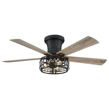 52 in Modern Flush Mounted Ceiling fan with Remote Control in Oil Rubbed Bronze