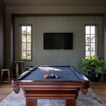 Raleigh NC Interior Design — Luxury Entertainment Suite with Home Bar & Theater