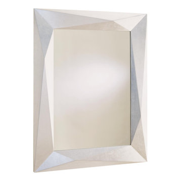 Large 51" Faceted Silver Leaf Wall Mirror Contemporary Elegant Large Oversize