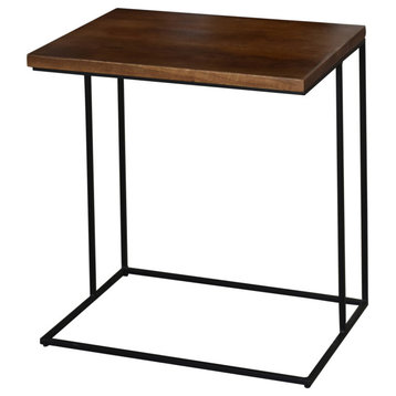 Bare Decor Beaufort Accent C Table, Black Metal/Mango Wood Top, 16x24x26