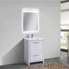 Dolce 24" Single Bathroom Vanity in High Gloss White with White Quartz Top