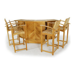 Somerset 5 pc Teak Bar Set - Outdoor Pub And Bistro Sets