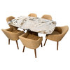 GINEVRA Dining set, Etoile Symphonie/Cloudy Gold + Ochre/Natural Wood