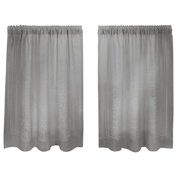 Cameron Cafe Kitchen Tier Curtain, Gray, 30"x36" Pair