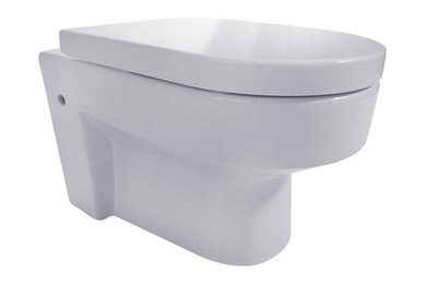 Bathroom - modern bathroom idea in Toronto with a wall-mount toilet