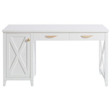 Pescara Office Writing Computer Desk in White, 55"